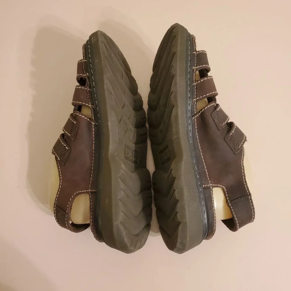 Bass 11 Brown Leather Fisherman Sandals Summer Chunky 90s Y2K Beach Grunge‎